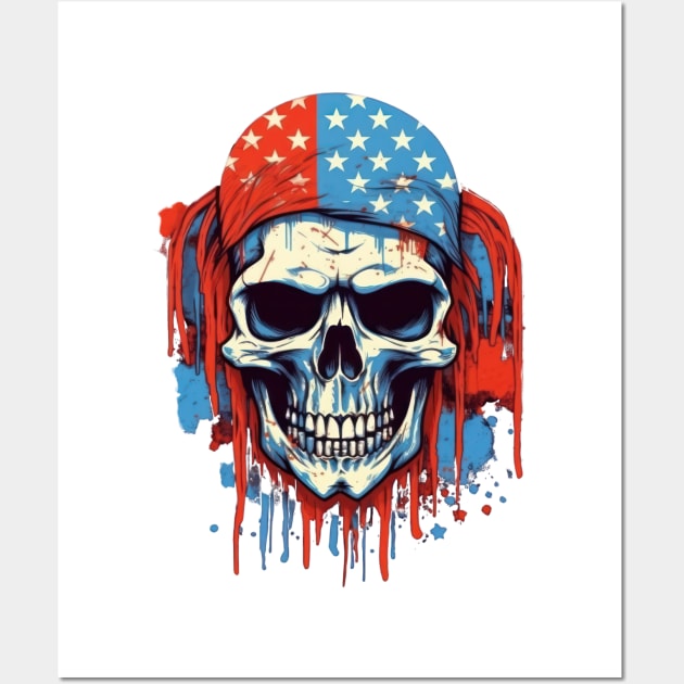 Proud to be an American and rockin' my Skull Flag with bold colors US Wall Art by Pixel Poetry